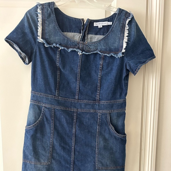 See by Chloé Navy Denim Minidress, size 10 USA - Picture 1 of 8